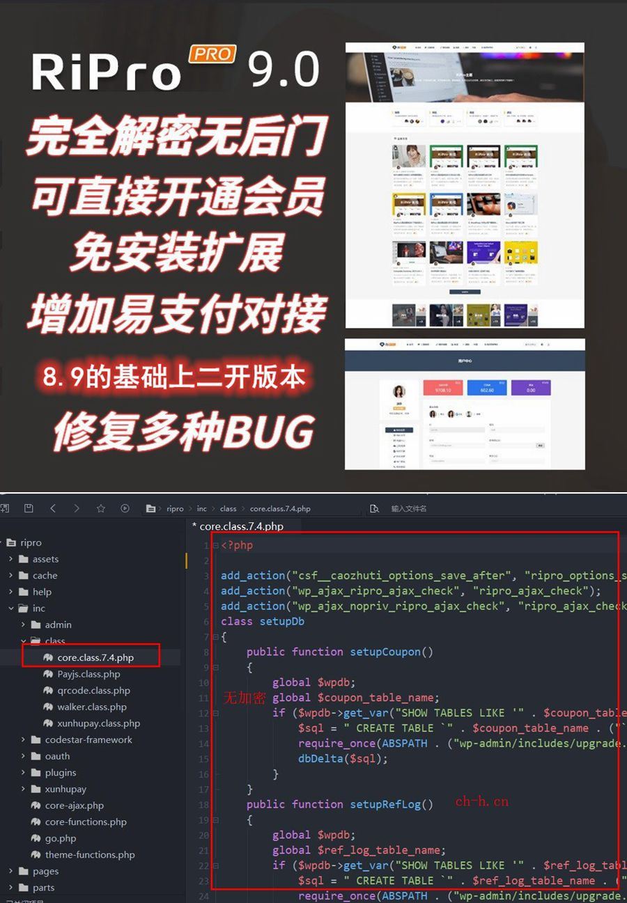 【千源源码】Ripro9.0免扩展二开版/WordPress博客主题Ripro全解密无后门
